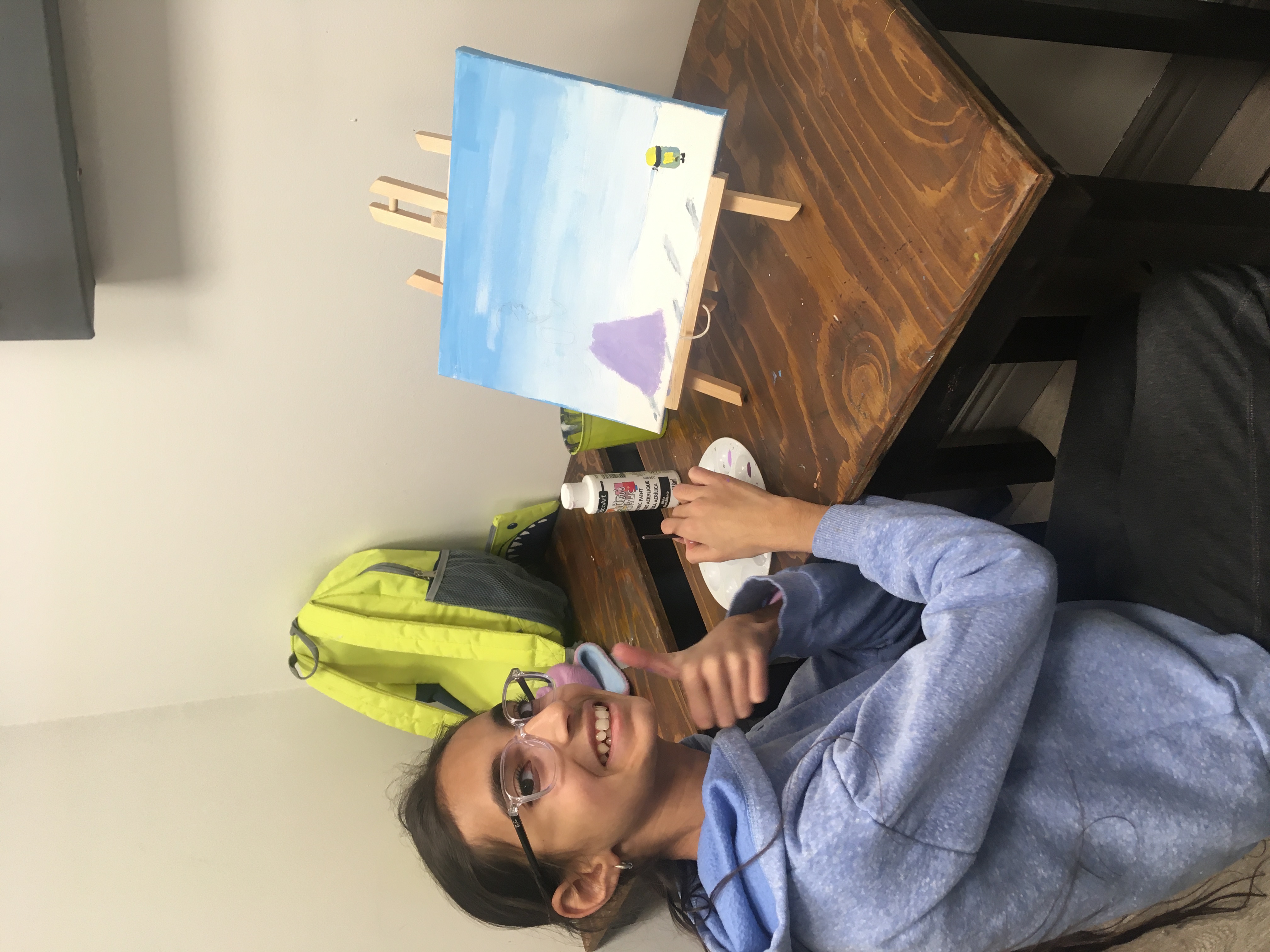 Art student learning acrylic at Synergy Music Academy