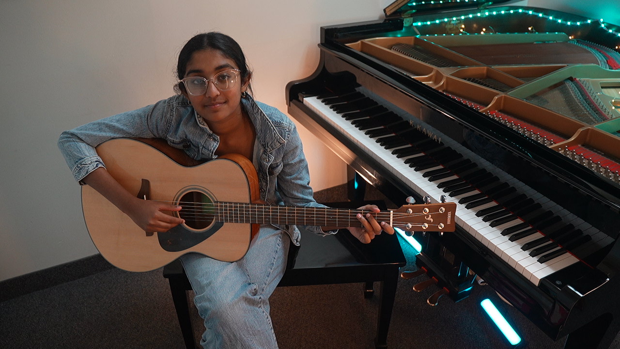 Guitar students during recording week at SYNERGY